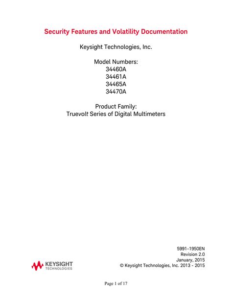 Keysight Technologies Truevolt 34460A, Truevolt 34461A, Truevolt 34465A ...