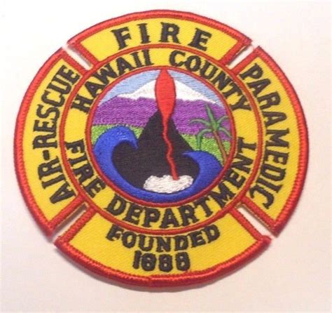 HAWAII COUNTY FIRE DEPARTMENT AIR RESCUE PARAMEDIC PATCH UNUSED ...