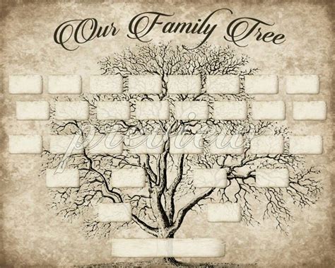 DIY Printable Family Tree PDF Template 8x10, Type in your names using Adobe Reader, print, and ...