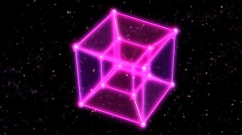 4 Dimensional Hypercube Tesseract Rotating in Outer Space and Stars 4K ...