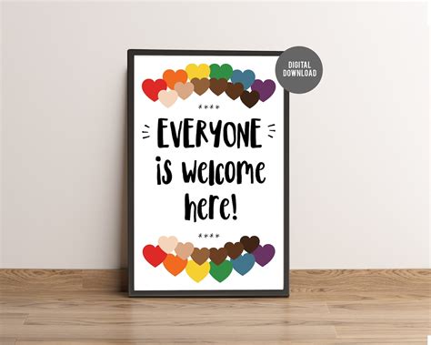 Everyone is Welcome Here Poster Classroom Poster Classroom - Etsy