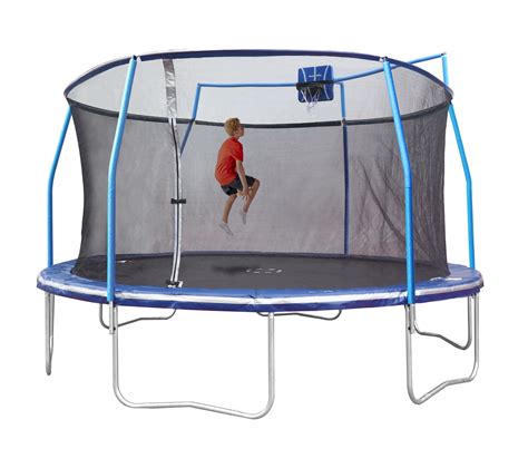 Bounce Pro 15' Trampoline, Basketball Hoop, Safety Enclosure, Blue - Walmart.com