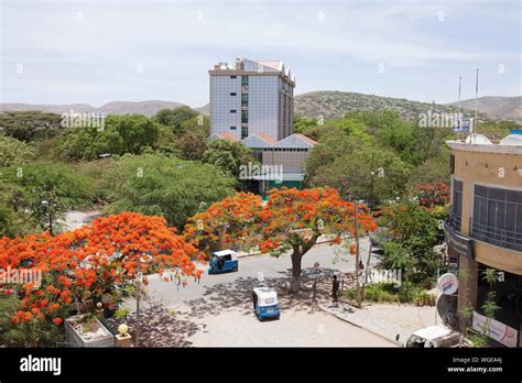 DIRE DAWA, ETHIOPIA-APRIL 16, 2015: Overview of buildings and people ...