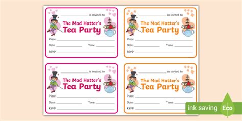 * NEW * Mad Hatter's Tea Party Invitation (teacher made)