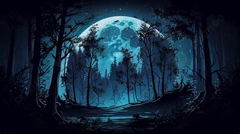 Fond Dillustration De Forêt De Nuit De Lune, Lune, Forêt, Des Arbres Image de Fond Pour le ...