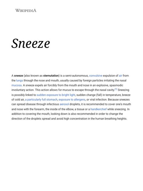 Sneeze | PDF | Medical Specialties | Diseases And Disorders