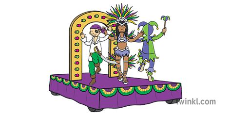 Mardi Gras Carnival Float Illustration - Twinkl