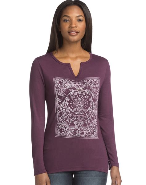 Hanes - Hanes Women`s Graphic Long-Sleeve Split Neck Graphic Tee, XL ...