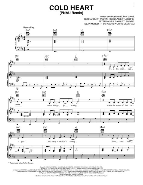 Elton John & Dua Lipa - Cold Heart (PNAU Remix) sheet music