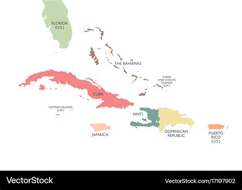 Greater antilles political map Royalty Free Vector Image