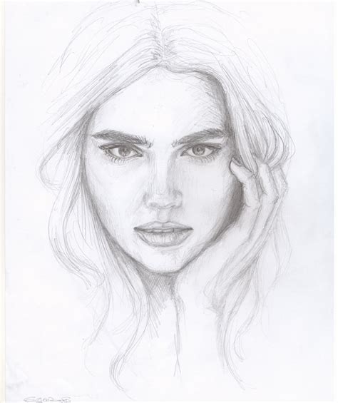 Lady Face Sketch at PaintingValley.com | Explore collection of Lady ...