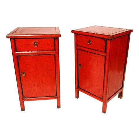 Pair of Asian Red Lacquer Side Tables - $1575. | Side table wood, How to antique wood, Table