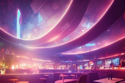 Bar stools cyberpunk bar cyberpunk city neons cybercity background opposite colors - Stock Image ...