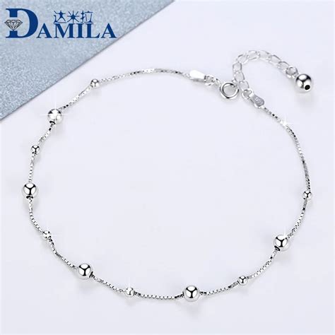 Aliexpress.com : Buy Box chain ball anklet foot chain silver 925 Fashion S925 sterling silver ...