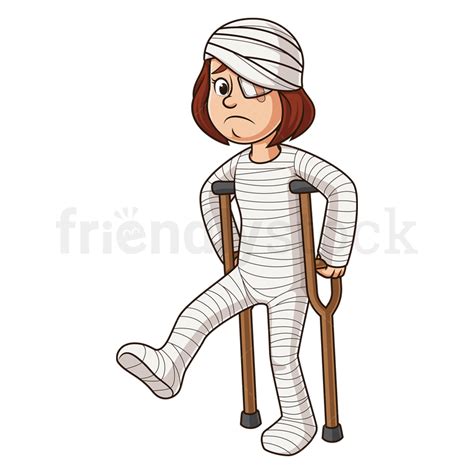 Injured Woman In Full Body Cast Cartoon Clipart Vector Image ...