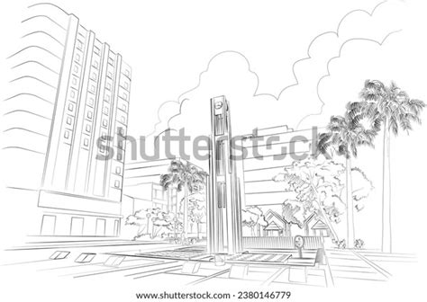 Simple Sketch Cityscape Drawing Stock Vector (Royalty Free) 2380146779 ...