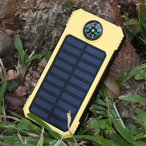 Solar Mobile Power Bank Outdoor Portable Compass Flashlight Solar Power ...