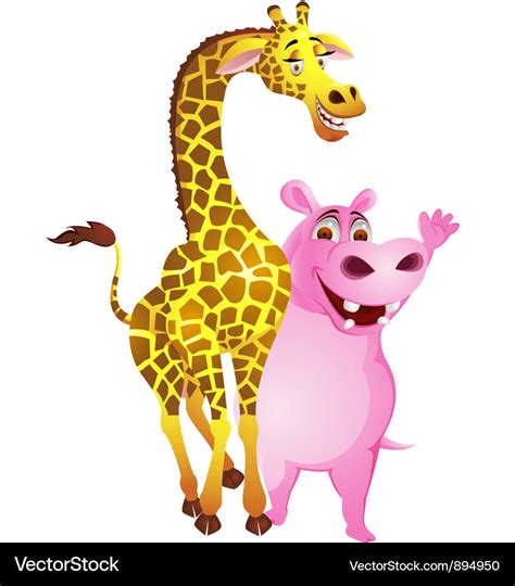 Hippo and giraffe Royalty Free Vector Image - VectorStock