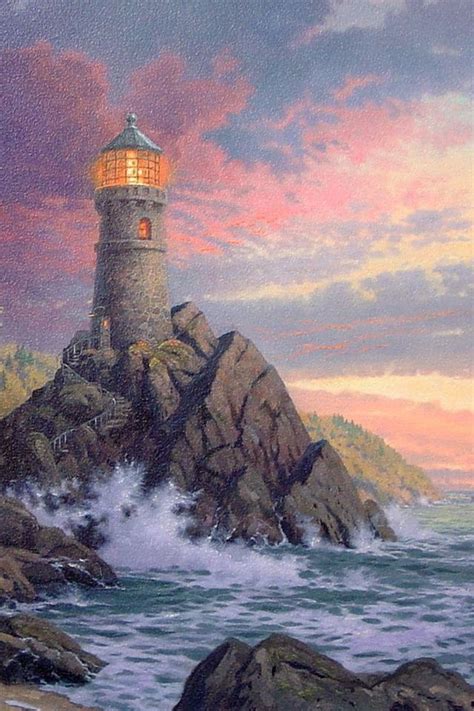 #ThomasKinkade #thelighthouse | Lighthouse painting, Thomas kinkade ...