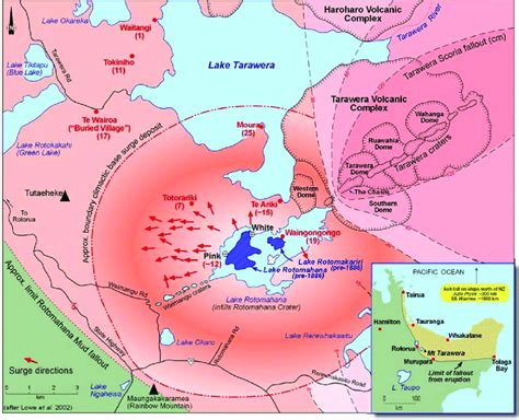 Map of Tarawera area showing locations of the main craters of the 10... | Download Scientific ...