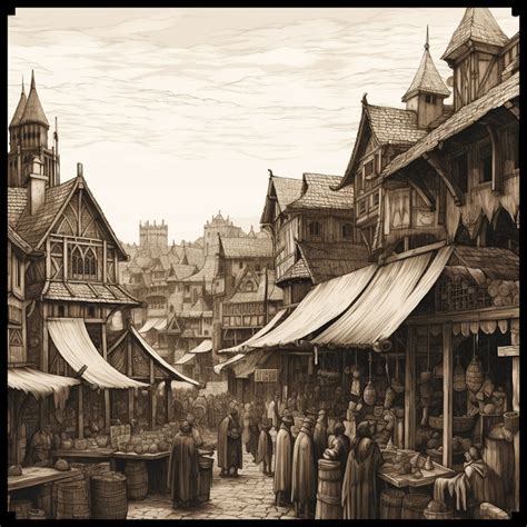 Bustling Medieval Markets: The Heart of Old Cartography