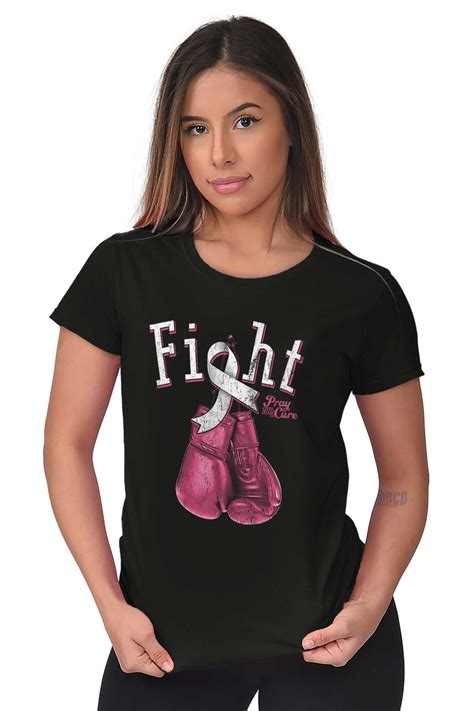 Brisco Brands - Breast Cancer Awareness Womens Tees Shirts Ladies Tshirts Fight Pray For A Cure ...