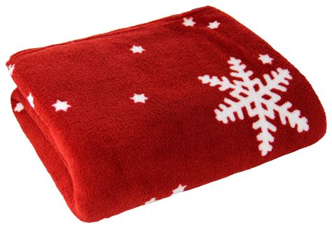 LUXURY CHRISTMAS NORDIC FLEECE BLANKET THROW REINDEER SNOWFLAKES RED WHITE | eBay