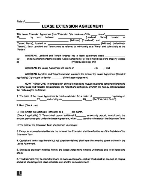 Lease Contract Extension Template