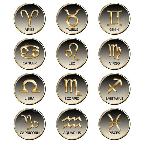 Horoscope Zodiac PNG Picture, Zodiac Calendar Black Gold Prophecy Logo Design Set Icon Astrology ...