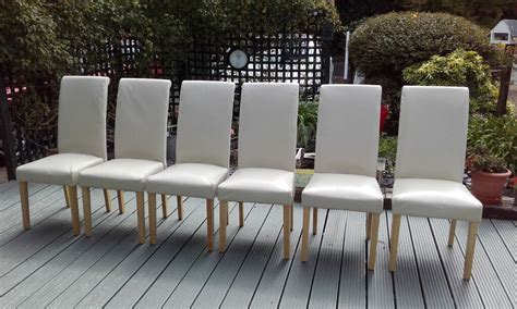 Set of 6 Faux Leather Dining Chairs in Beige | in Hayling Island ...