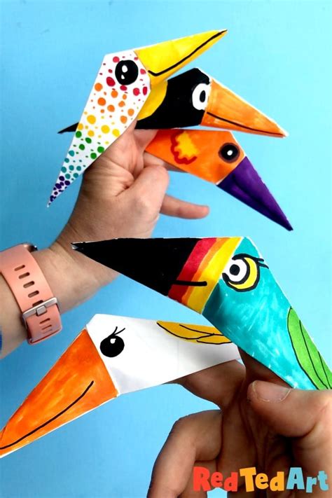 Easy Bird Finger Puppet Origami - Red Ted Art - Kids Crafts