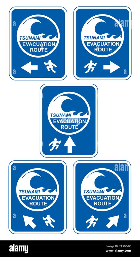 Tsunami evacuation route sign Cut Out Stock Images & Pictures - Alamy