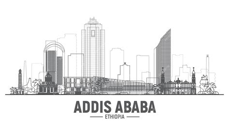 Premium Vector | Addis Ababa Ethiopia line city skyline on white background Stroke vector ...