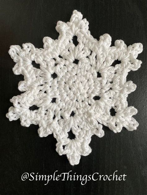 Snowflake Coaster - Simple Things Crochet | Crochet coasters, Crochet snowflakes, Crochet xmas