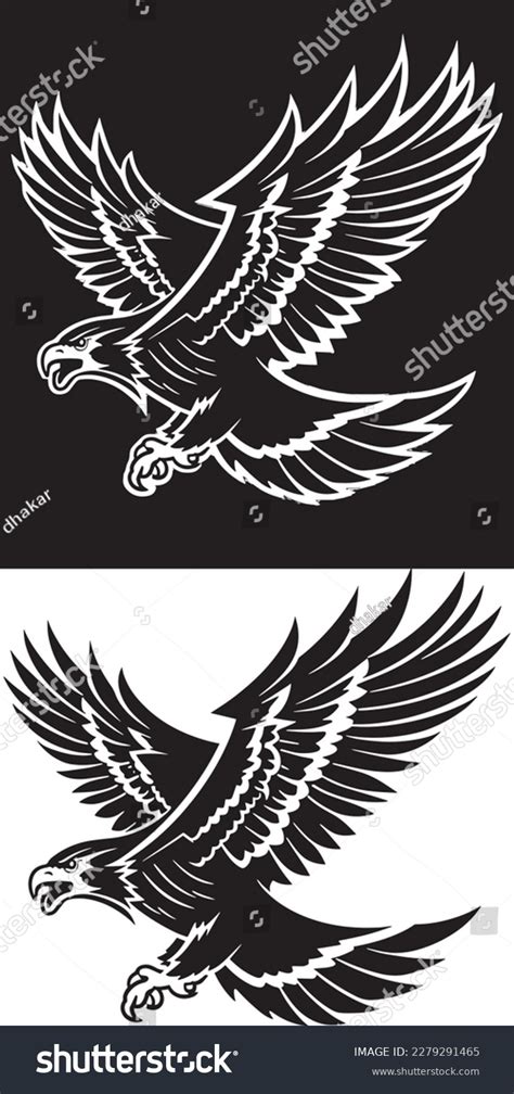 Flying Eagle Vector Illustration Black White Stock Vector (Royalty Free) 2279291465 | Shutterstock