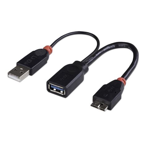 USB 3.0 OTG Cable with USB Power, 0.5m - from LINDY UK