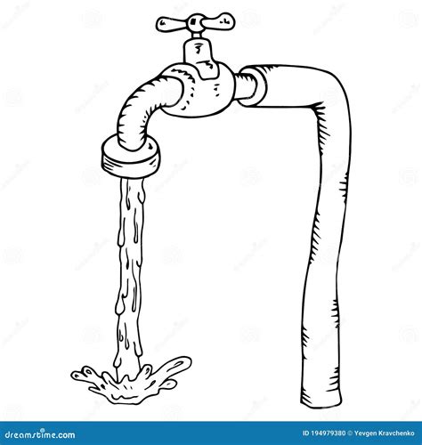 Water Tap. Water Tap With Water. Vector Illustration Of A Water Faucet ...