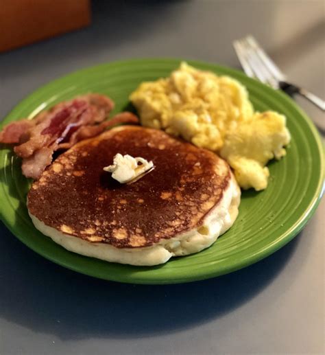 [Homemade] Pancakes, eggs and bacon : r/food