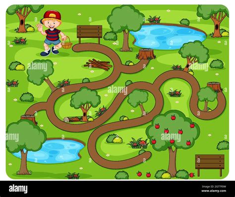 Cute cartoon maze game template illustration Stock Vector Image & Art ...