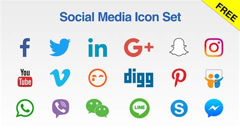 Free Social Media Icon Set for your Presentations - PresoMakeover