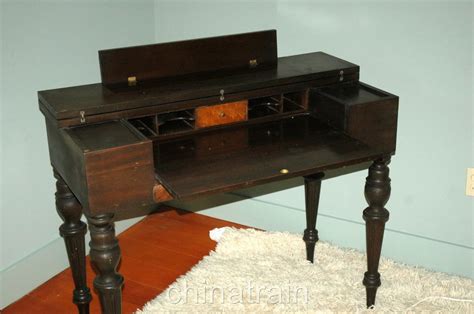 Vintage Antique Flip Top Mahogany Writing Desk Secretary Curly Maple ...