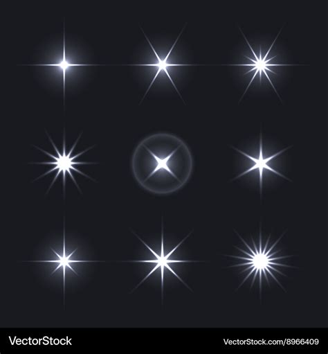 Light glow flare stars effect set Royalty Free Vector Image