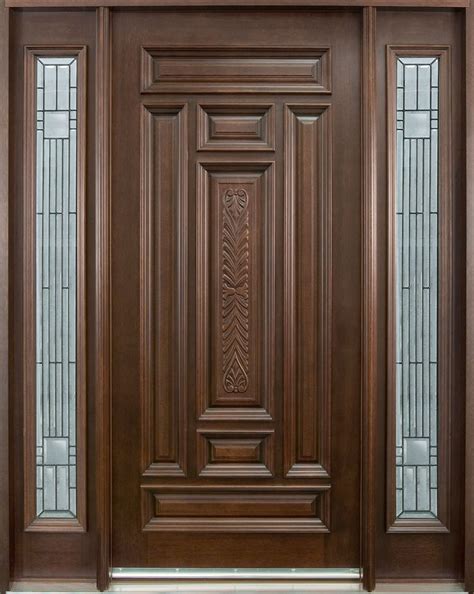 a wooden door with glass panels on the front and side doors, both in ...