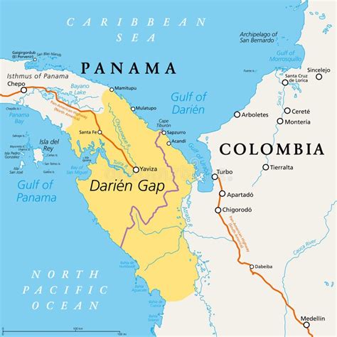 Darien Gap, Geographical Region in the Isthmus of Panama, Political Map ...