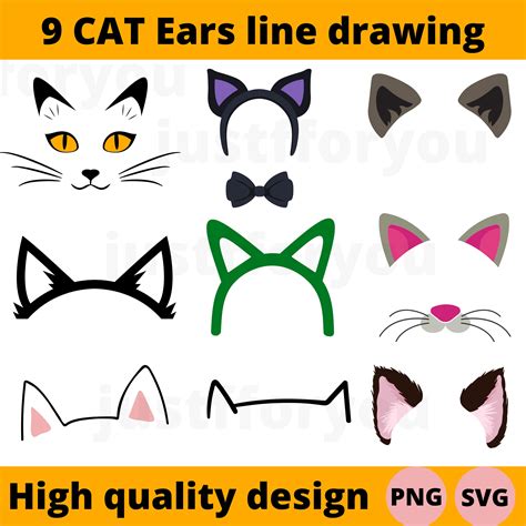 Cat Ears PNG Cat Ears SVG Pet Ear Outline Drawing Cat Ears - Etsy