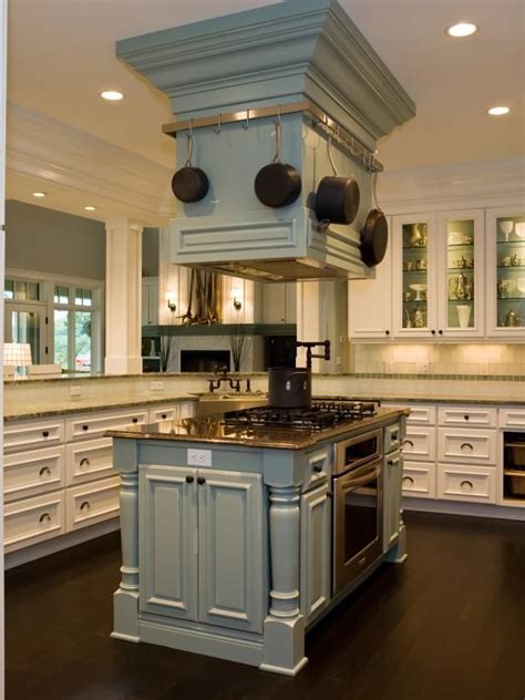 HGTV.com showcases an island with a gas cooktop and mounted range hood ...