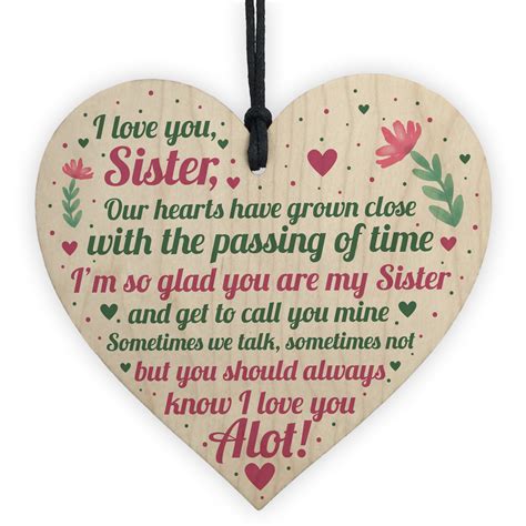 Sister Birthday Cards Christmas Gifts Sister Decoration Wooden Heart Thank You 5056293506939 | eBay