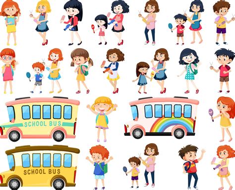 Set of cute school kids cartoon characters 11778859 Vector Art at Vecteezy