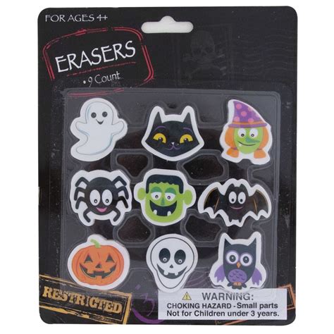 2340066 Halloween Erasers, 9 Count - Case of 36 - The Party Place