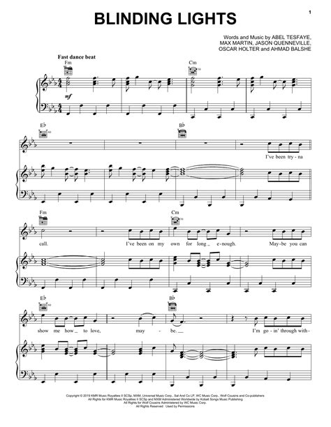 The Weeknd "Blinding Lights" Sheet Music Notes | Download Printable PDF Score 1211360